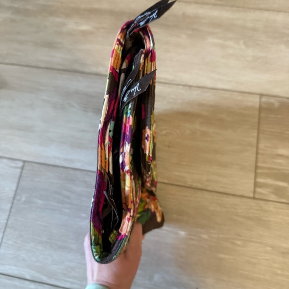 Vera Bradley Floral Quilted Clutch Makeup Bag Travel Organizer Brown Pink Rose - Picture 6 of 10